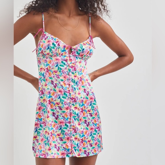 SOLD For Love & Lemons Watercolor Floral Slip Dress - Picture 1 of 8